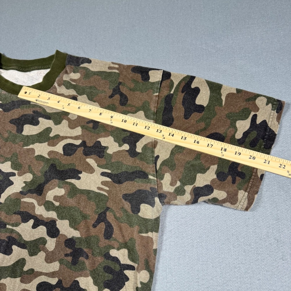 Camo T-Shirt Men XL Green Woodland Camouflage Short Sleeve Military Tactical Tee - Picture 6 of 10
